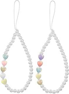 BIUDECO 2 Pçs Alça De Pulso Cordão Pérola Cordão Pérola Alça De Telefone Móvel Alça De Pulso Universal Cordão De Telefone Frisado Cordão Curto Estojo De Telefone Acessórios Alça De