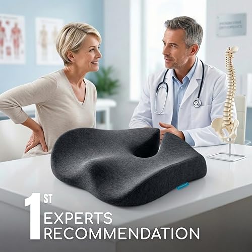 Extra Large Memory Foam Seat Cushions for Office Chairs, Pressure Relief Seat Cushion for Tailbone Pain Relief, Sciatica & Back Pain, Ergonomic Office Chair Cushion for Long Sitting & Driving (Black) - Image 3