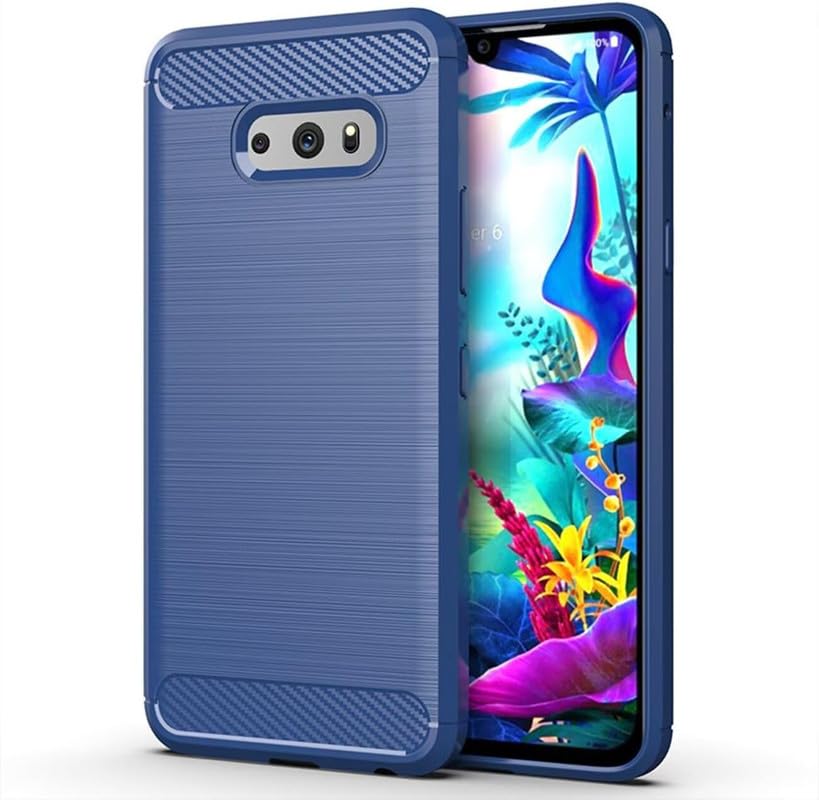 Image of NPRC Hybrid Ultra Slim Protective Case TPU Non-Slip Carbon Fiber Texture Shockproof Case Cover for Lg V40 - Blue