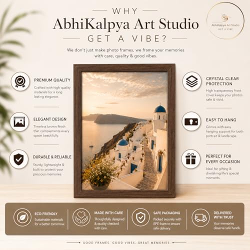 Image of AbhiKalpya Art Studio A3 Size Photo Frame Wall Hanging Picture Frame For Home and Office Wall Decoration 12x18 inch (Brown)