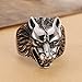Eosing Stainless Steel Roaring Wolf Werewolf Head Mens Ring Silver Vintage