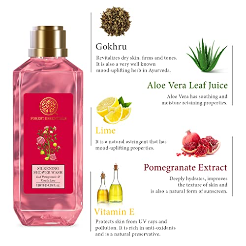 Image of Forest Essentials Silkening Shower Wash Iced Pomegranate & Kerala Lime 130ml (Body Wash)