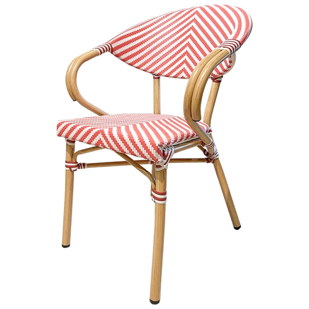EME Sillón Bistró París Color Rojo - Estructura Resistente y Duradera de Aluminio y Asiento de textilene. Apilable. Sillón para Hostelería, Eventos y Jardín.