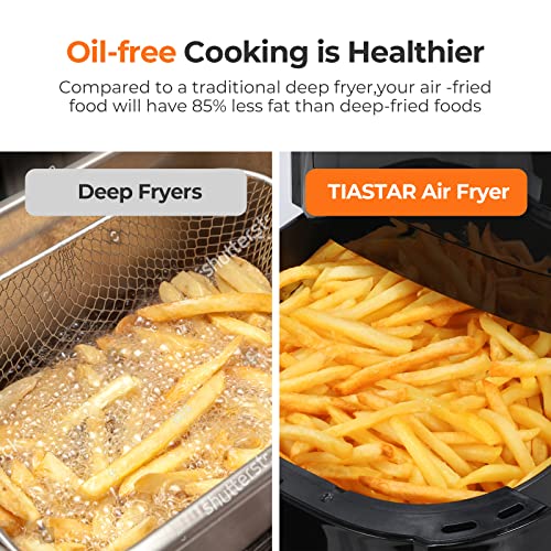 Tiastar Heißluftfritteuse 5,5L mit Digitalem LED-Touchscreen, Airfryer XXL mit einstellbare Temperatur und Timer, Heissluftfriteuse mit Antihaft Frittierkorb,1700W Schwarz – Bild 4