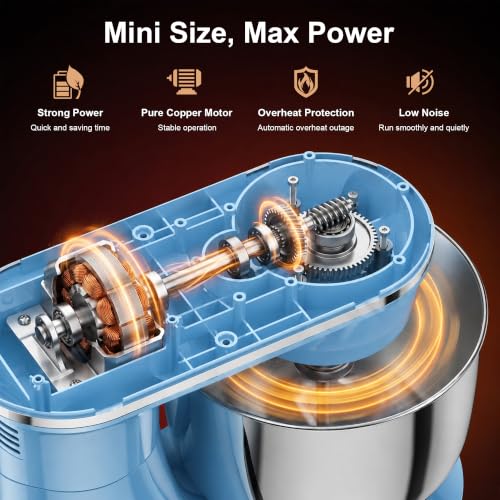 Image of Honinst 4QT Electric Stand Mixer, 10-Speed Tilt-Head Compact Kitchen Mixer