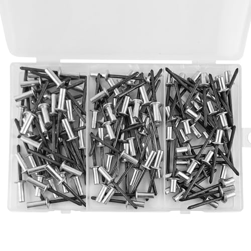 ALLCLEAN 120Pcs 3/16\" x 3/8\",1/2\",5/8\" Closed End Aluminum Blind Rivets with Steel Mandrel,4.8 x 10 12 16mm Pop Rivets Dome Head 3 Size
