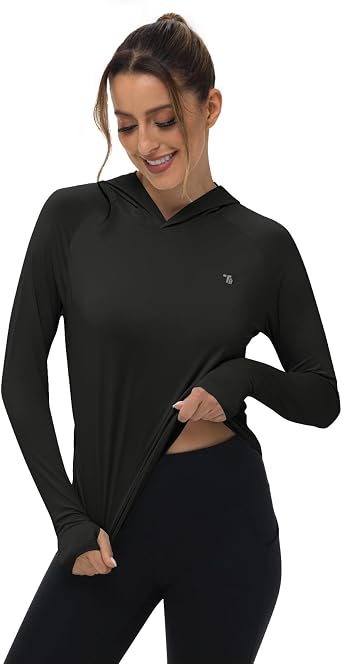 TBMPOY Womens UPF 50+ Sun Protection Hoodie Shirt Long Sleeve Fishing Hiking Outdoor UV Shirt Lightweight