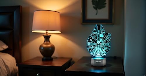 Miniatura 3 de lámpara de mesa de noche, 3D Illusion Millennium Falcon, ideal como regalo de cumpleaños para niños, decoración de recámara, fanáticos de "Guerra de