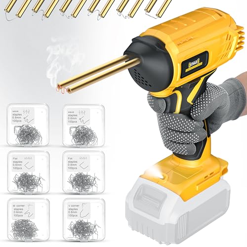 Cordless Plastic Welding Gun for Dewalt 20v Battery,120W Portable Welding Machine for Dewalt 20v Tool, Car Bumper Crack Repair Welder Kit with 6 Types 600PCS Staples for Fuel Tank Repair, Automotive