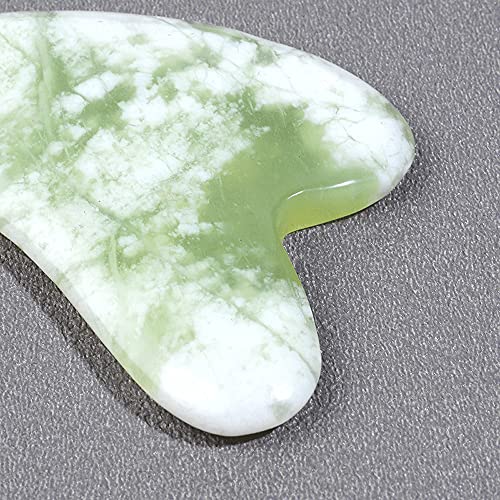 LEOSENSE Gua Sha Facial Tools, Natural Heart Shaped Jade Stone Guasha Board, Manual Massage Tools for Jawline Sculpting and Puffiness Reducing, Gua Sha Scraping Massage Tool, Skin-Care (Light Green) - Thumbnail 5