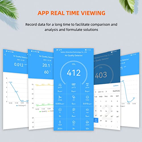 Luchtkwaliteitsmonitor, Luchtkwaliteitsdetector Multifunctioneel USB-opladen voor Luchtkwaliteit voor Temperatuur voor… - Afbeelding 6