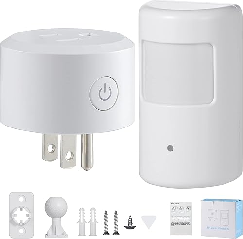 Miniatura 8 de SEHOMY Paquete de 2 tomacorrientes con sensor de movimiento para baño sin cable, lámpara de control de dormitorio, extractor, campana extractora,