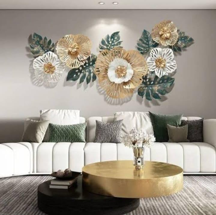 Image of ULTRA SHINE HOME DECOR 3D Creative Beautiful Rose Hanging Metal Wall Art Handmade Sculptures for Home Decoration, Bedroom, Living Room, Hotel & Restaurant Decor (50 x 23 Inch)