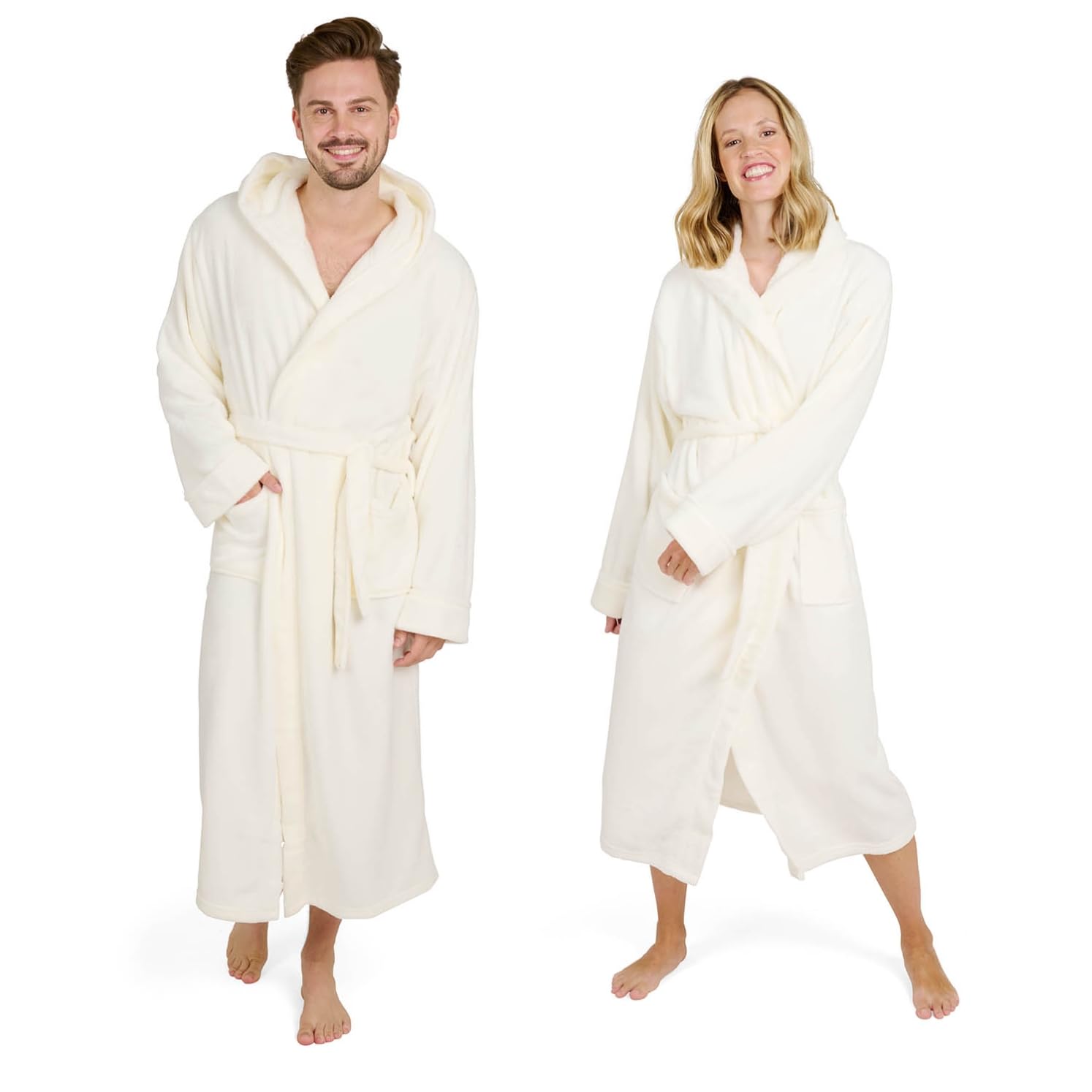 Blumtal Bademantel Damen & Herren - Kuscheliger Fleece Morgenmantel mit Kapuze & Taschen, OEKO-TEX® Zertifiziert