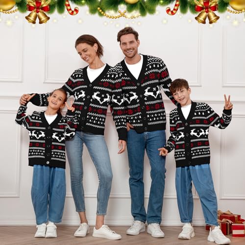 Geyoga Matching Family Reindeer Fair Isle Christmas Cardigan - Image 2