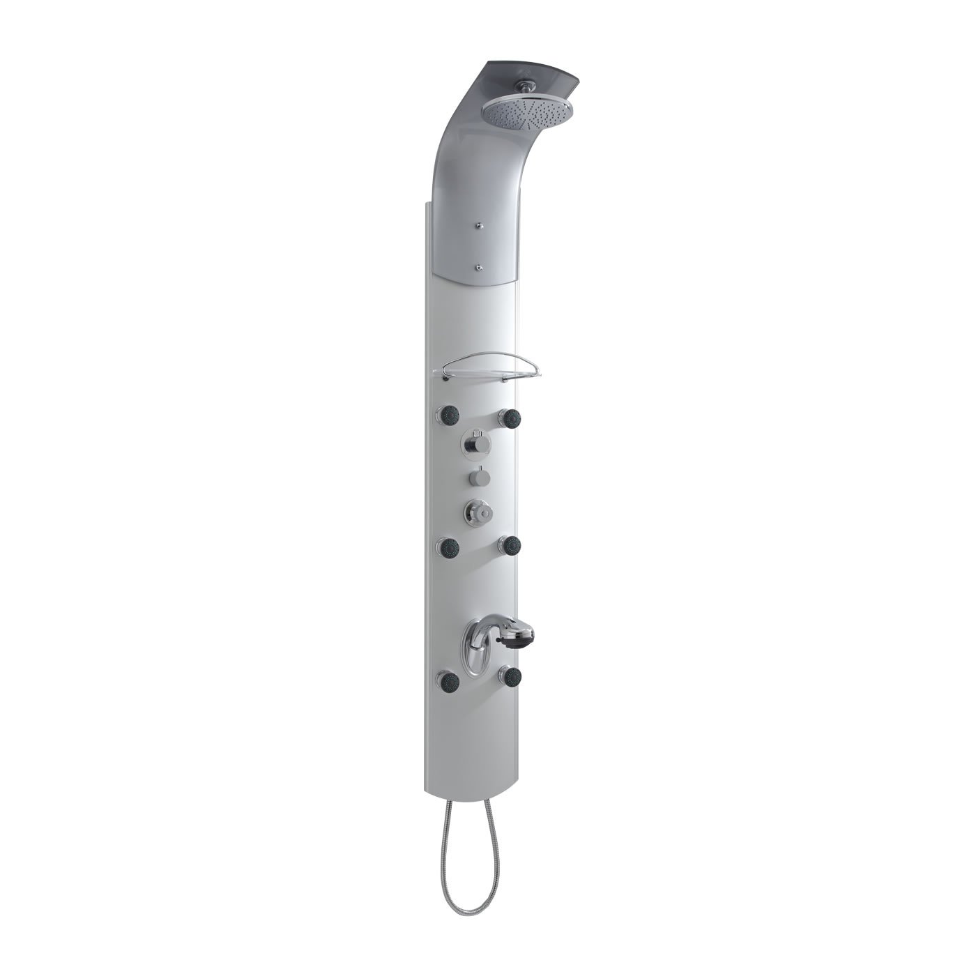 Milano Baya Exposed Thermostatic Shower Tower Panel Rainfall Head Handset Body Jets - Chrome