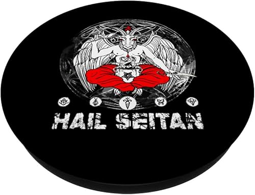 Miniatura 2 de Hail Seitan Satanic Vegan Chef Baphomet Occult Cooking PopSockets Swappable PopGrip