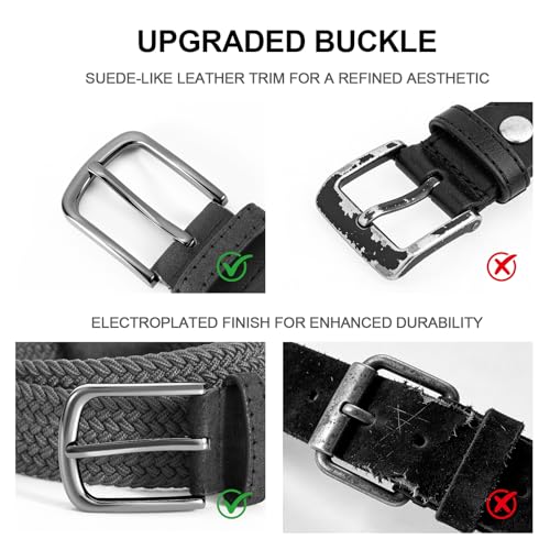 Image of Mens Elastic Braided Belt Stretch Woven Web Belt for Golf Pants Jeans Shorts Casual