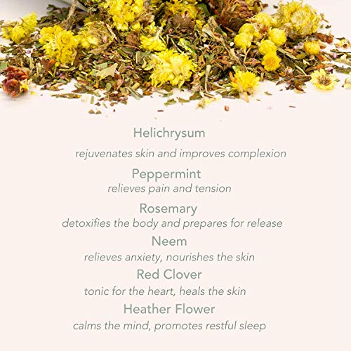 Waning Moon Botanical Bath Tea | Herbal Ayurvedic Bath Soak For Detox & Release W/Peppermint, Rosemary & Helichrysum. Organic & Natural Body Care. For Kapha Dosha. Loose Leaf Flowers. 2 Baths #TOP5