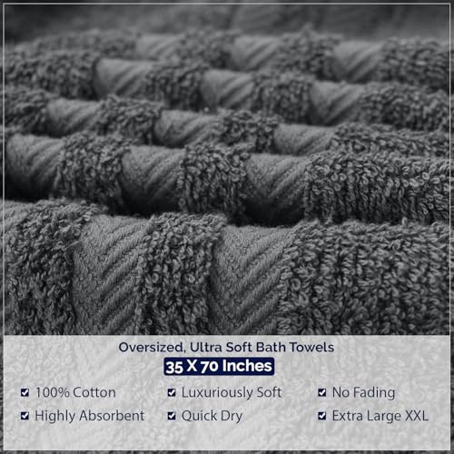 Image of DAN River 2 Pack Bath Sheets Extra Large 35x70, Large Bath Towels for Adults, XL Oversized Heavy Duty Towel Set, 600 GSM 100% Ring Spun Cotton, Soft Quick Dry, Grey