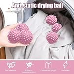 Dryer Balls, Laundry Balls, 6 Pcs Reusable Dryer Ball for Drying Clothes, Washing Clothes and Fluffing Clothes (Pink)