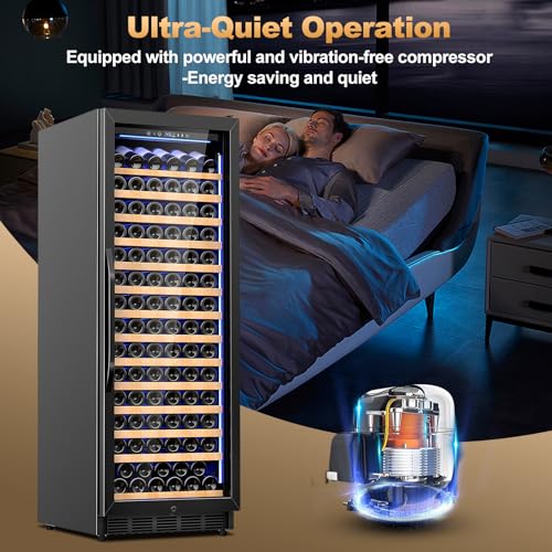 Image of 24 Inch Wine Cooler Refrigerator,179 Bottles Wine Fridge Large Capacity Professional Wine Cellars with Powerful Compressor,Quiet Operation and Elegant Design, Black