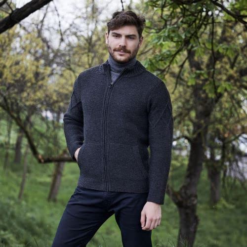 SAOL Men’s Merino Wool Cardigan Full Zip Heavy Knit Sweater Jacket with Pockets2