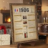 CROWNLY CRYSTAL® Retour en 1986 Cadeau 40 Ans Homme Femme – Affiche Anniversaire 40 Ans Vintage Poster Décoration Murale – Idée Cadeau Original Ami Amie Collègue – avec Support