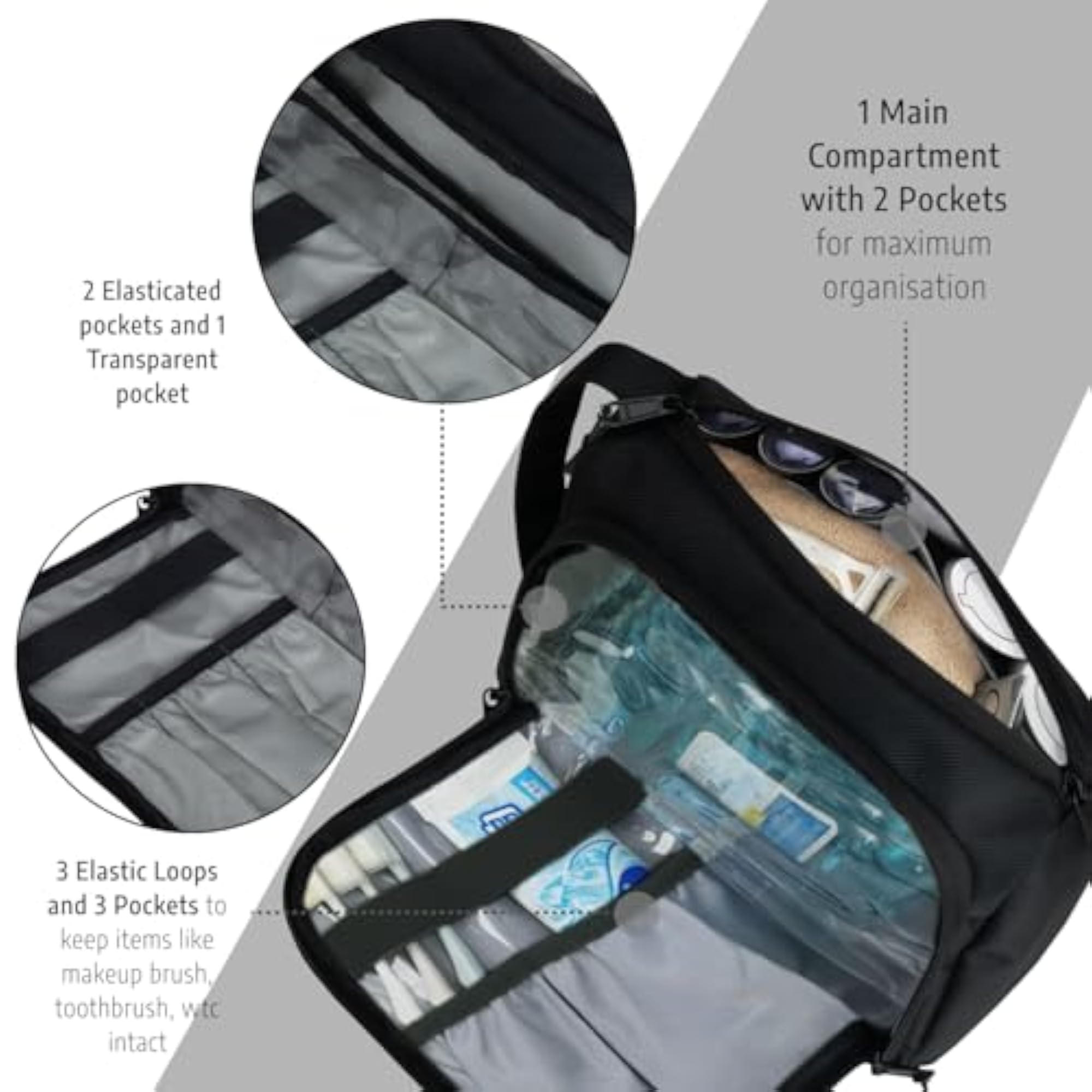 Lightweight Water-Resistant Makeup Kit Bag, Black