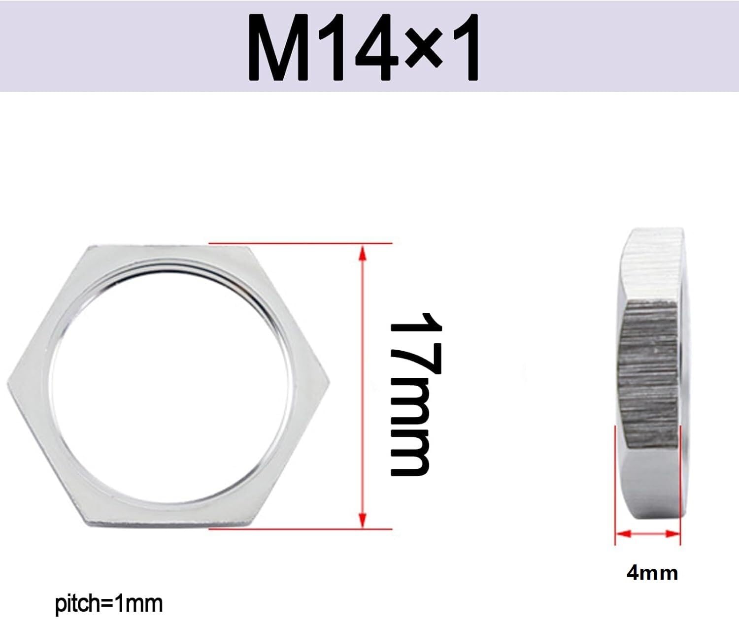10 Dadi esagonali Sottili M14x1 mm Passo 1,5 17 esagono 4