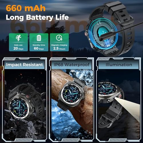 Smart Watch, 2026 AMOLED 1.43" Fitness Smartwatch for Men Women, Bluetooth 5.4 Call, 130+Sports Modes, 60+Days Flashlight, Heart Rate/Sleep Monitor, IP68 Waterproof Activity Tracker for Android iOS by Soudorv - Image 5