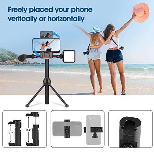 Image of ChromLives Mount Bracket with Phone Clip, Rotatable Dual Cold Shoe Extension Bracket Hot Shoe Mount Adapter for Led Light /Microphone