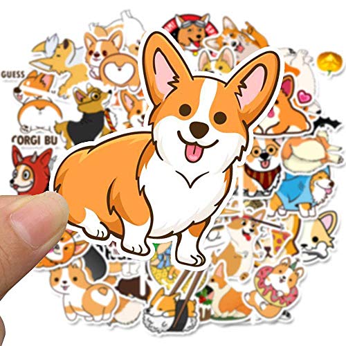 YAWALL Corgi Laptop Stickers, Cute Ins Style Stickers Vsco Teens Girl Lovely Music Film Skin Decals for Notebooks Travel Luggage Laptop Water Bottles Hydro Flask MacBook Skateboard 50Pcs - Thumbnail 2