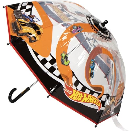 Hot Wheels Hand-Regenschirm für Kinder, mit transparenter Kuppel...