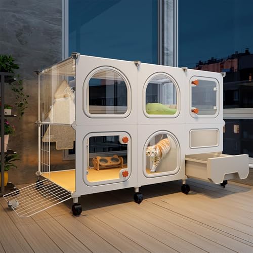 猫 ケージ キャットケージ トイレ付き 1/2/3段 大型 引き出し 猫ゲージ 通気性が良い 脱走防止 掃除しやすい 大きい キャットゲージ おしゃれ 猫用 室内猫小屋 快適なスペース 室内用 ペット用品(105*45*78)