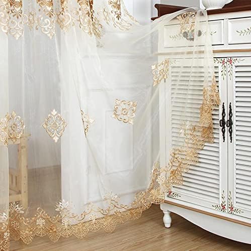 High Grade Europern Style Embroidered Nursery Kids Room Sheer Curtains Basic Rod Pocket Top Style for Living Room Bedroom(1 Panel, W 100 x L 84 inch, White)