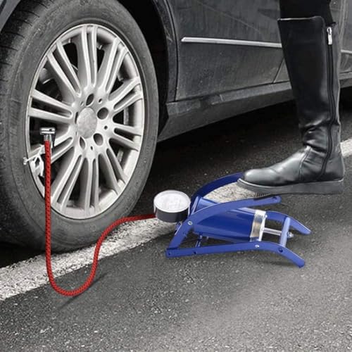 Image of Drumstone (𝟏𝟓 𝐘𝐞𝐚𝐫𝐬 𝐖𝐚𝐫𝐫𝐚𝐧𝐭𝐲) Portable High-Pressure Foot Pump - Hands-Free Air Tyre Inflator for Car, Bike, Cycle & Sports Balls, Rapid Inflation, Efficient & Quick Pump Compressor