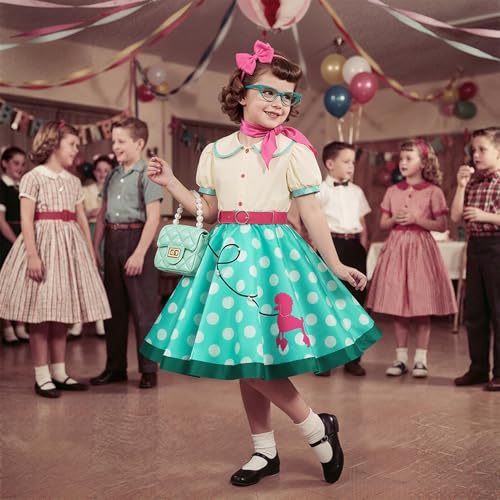 Disfraz completo años 50 para niñas con falda y accesorios miniatura 6