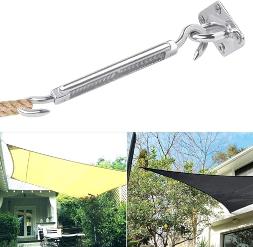 Suinga - Befestigungszubehör für rechteckige Sonnensegel. Enthält: 4 Wandbefestigungen, 2 Karabinerhaken und 2 Spanngurte