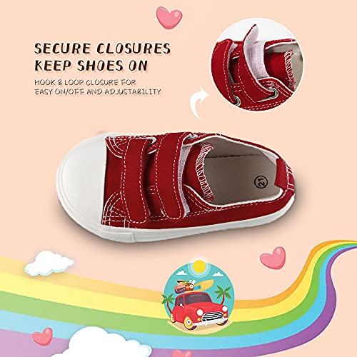 Toddler Boys And Girls Low Top Canvas Adjustable Strap Sneakers Red #TOP2