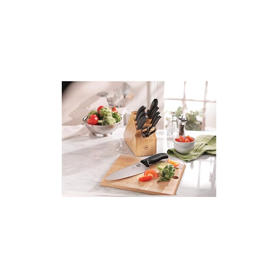 Victorinox-Swiss-Army-Cutlery-Swiss-Classic-Knife-Block-Set-10-Piece Victorinox Swiss Classic Knife Block - Kitchen Knife Set with Block for Home Essentials - Includes Chef's Knife, Paring Knife & More - Black Handles, 10-Piece Set