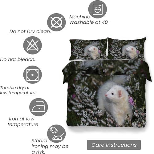 Housse de couette 160x200 hermine avec 2 taies d'oreiller microfibre - 7