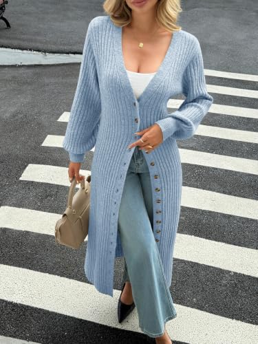 Image of Saodimallsu Womens Long Duster Cardigans Button Down Maxi Sweater Dress