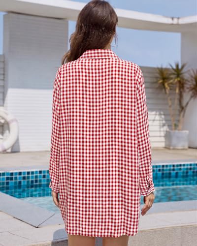 Image of Bsubseach Women Long Sleeve Button Down Shirts Blouses Swim Beach Cover Up