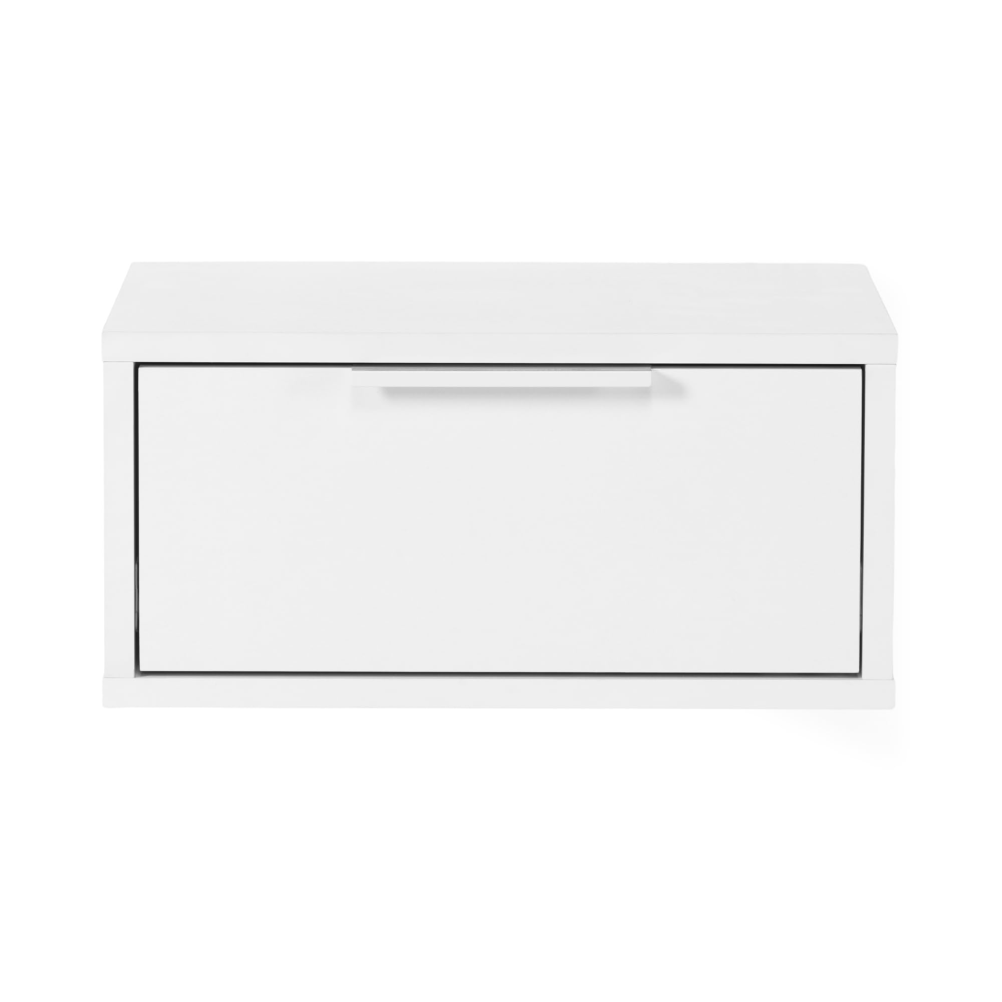 HOMN LIVING Mesita de Noche Flotante Auri 1 cajón Color Blanco, 40 cm (Ancho) 35 cm (Profundo) 19 cm (Altura)