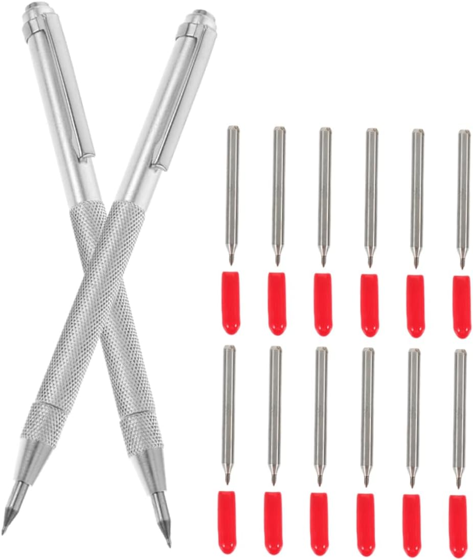POPETPOP 4sets Tungsten Carbide Tip Scriber Engraving Tool with Replacement Marking Tips for Precise Glass Marking Compact Design for Woodworking Crafts