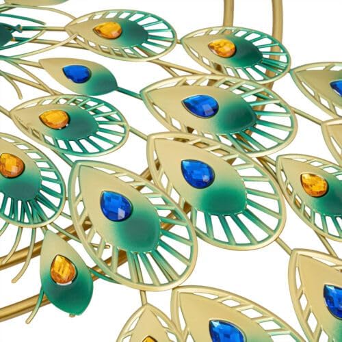 Shikiy 36.6" Large Peacock Wall Clock Crystal Decor, 3D Peacock Wall Clocks, Large Hanging Wall Clock Digital Wall Watch Clock Silent Decor for Living Room Bedroom Office