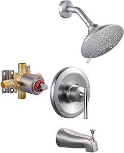 Shower Tub Kit Dual Shower System With Tub Spout Tub And Shower Faucet Set Complete Dual Shower Head And Handheld Combo Set Tub And Shower Trim Kit Brushed Nickel 88056BN, Bathtub