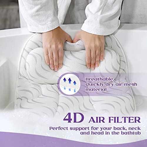 Bath-Pillow-for-Tub-Neck-and-Back-Support-Bath-Pillows-Ergonomic-Bathtub-Pillow-4D-Air-Mesh-Comfort-Spa-Bath-Gifts-for-Women-Mother-Tub-Pillow-for-Hot-Tub-Jacuzzi-Bath-Accessories
