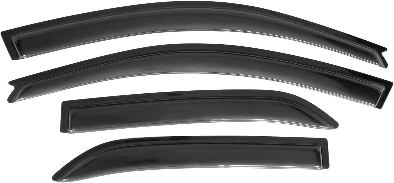 Window Visors Compatible with 2002-2007 Mitsubishi Lancer Sedan, Smoked Aero JDM Wind Deflectors Stick On by IKON MOTORSPORTS, 2002 2003 2004 2005 2006